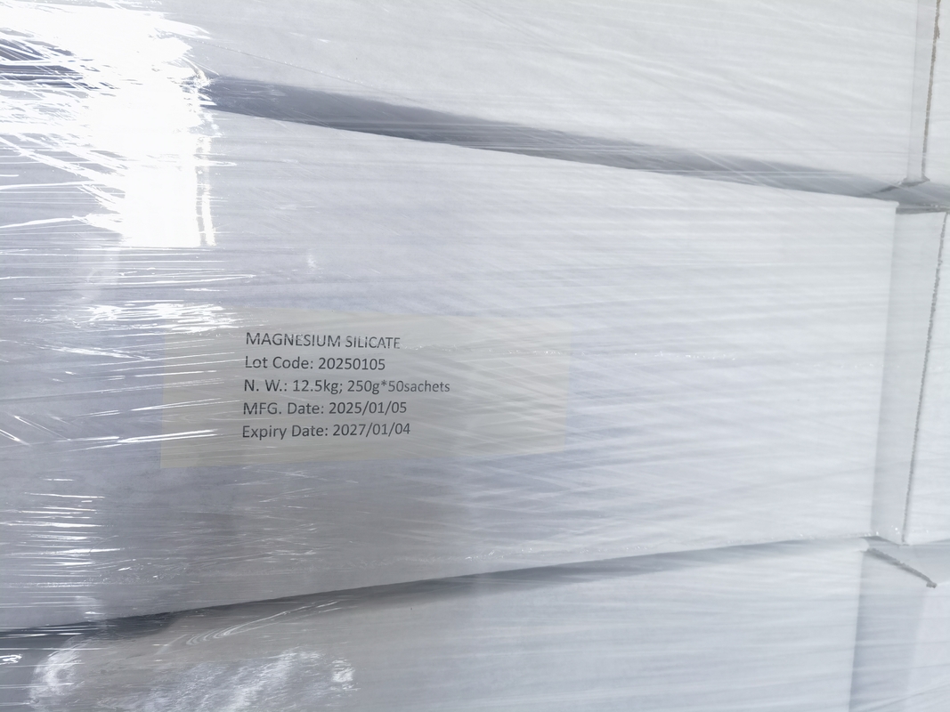 Opakowanie Niestandardowy filtr olejowy klasy spożywczej Proszek Silikatu Magnezu Adsorbent CAS 1343-88-0